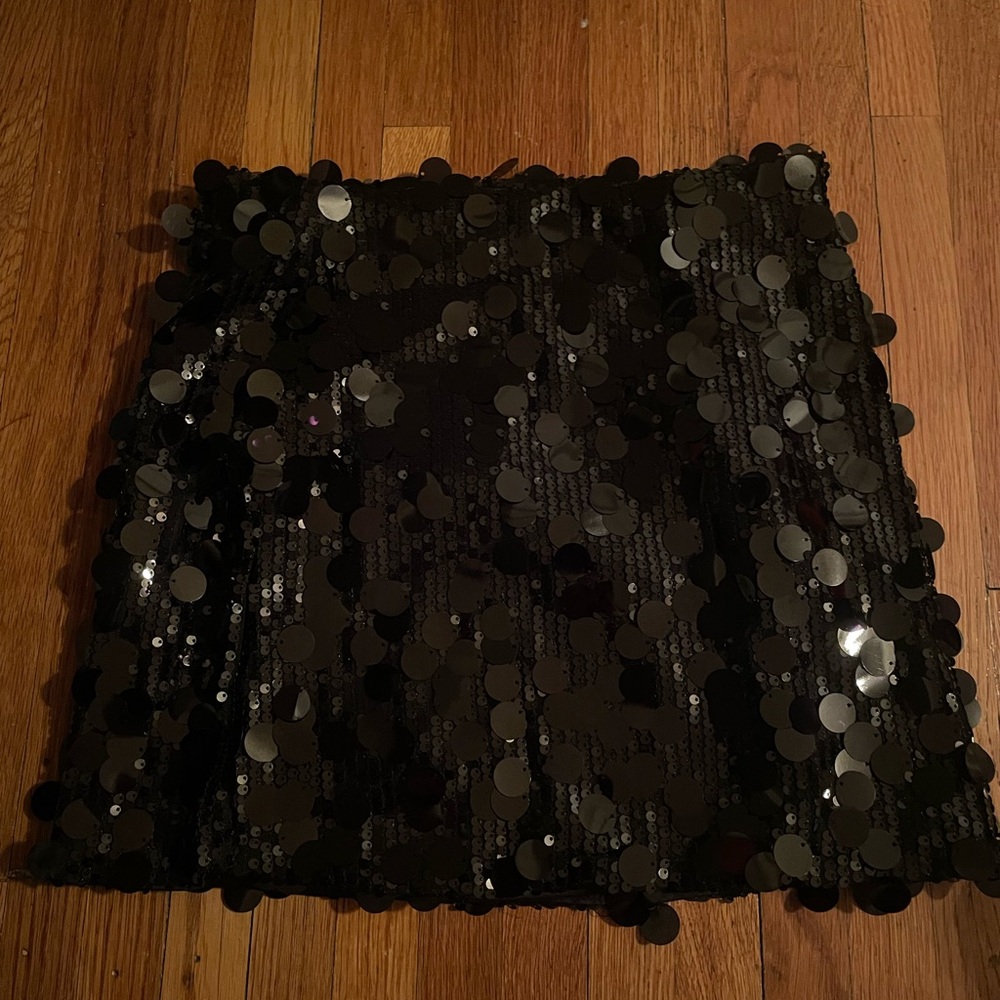 Black Sequin Mini Skirt - Women's Party Skirt